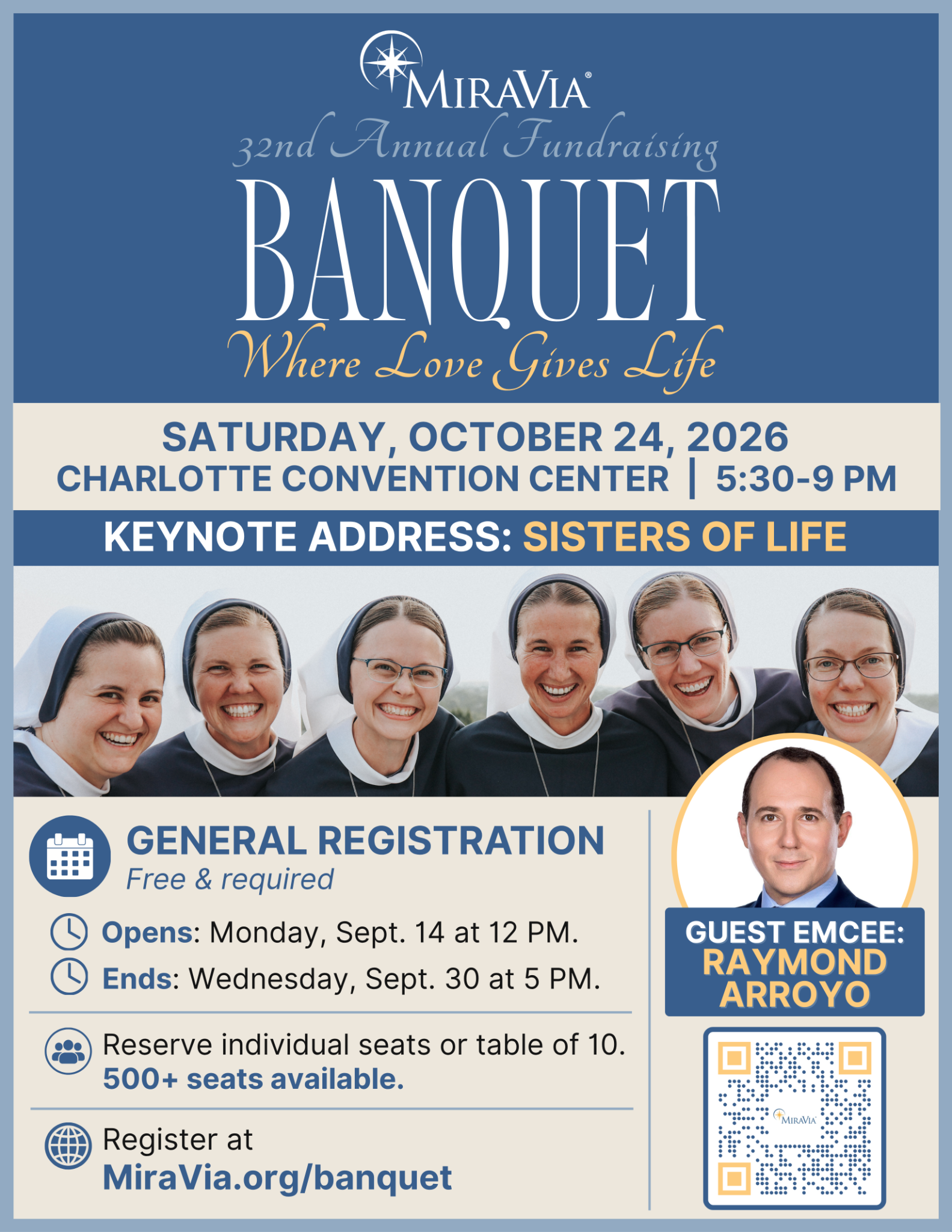 The 32nd Annual MiraVia Banquet is on Saturday, October 24, 2026